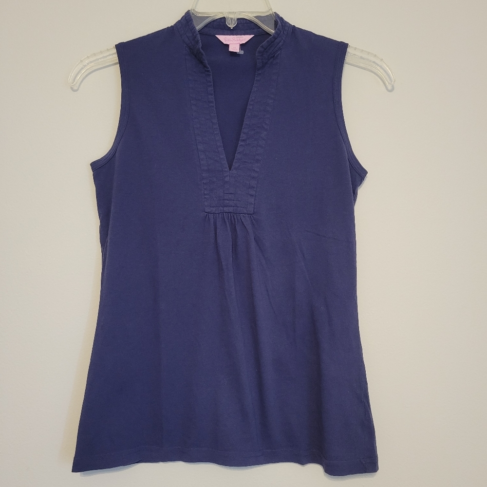 Lilly Pulitzer Blue V-Neck Sleeveless Top Size XS